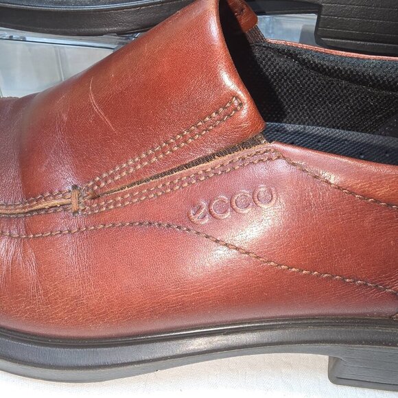 MENS ECCO HELSINKI SLIP ON LOAFER, COGNAC COLOR , EURO SIZE 44, US SIZE 10 - Picture 8 of 9